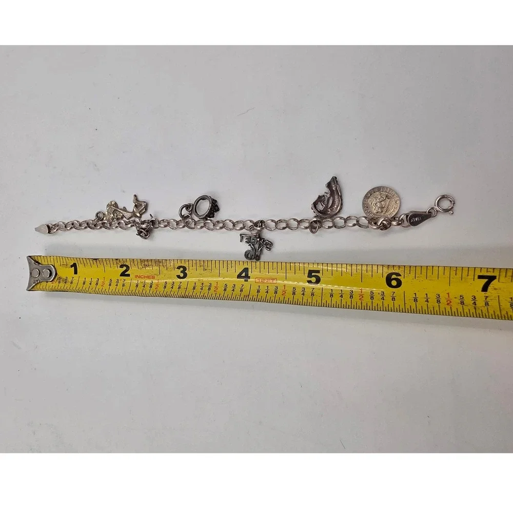 Sterling Silver 925 Charm Bracelet Sweet 16 Daughter Cheerleader Cell Phone 9.9g